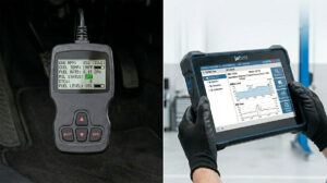 Дисплеї бюджетного OBD2 сканера та професійного автосканера Jaltest.